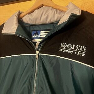 RARE Michigan State Grounds Crew Adidas Jacket Team‎ Issued Size Large *No Hood*